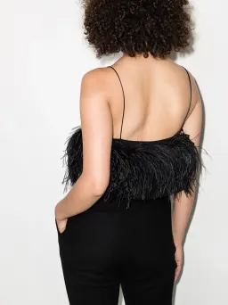 16ARLINGTON Poppy Cropped Feather Cami Top Black Size 12 for rent on The Volte - image 2