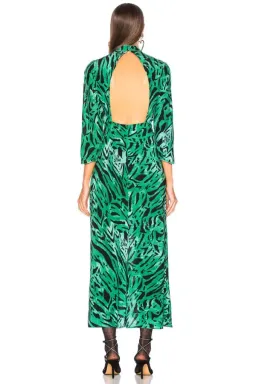 RIXO Lucy Green Tiger Midi Dress Green Size UK 10 for rent on The Volte - image 2