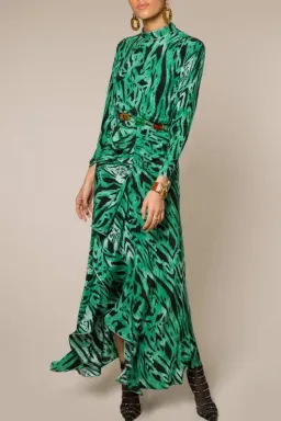 RIXO Lucy Green Tiger Midi Dress Green Size UK 10 for rent on The Volte - image 1