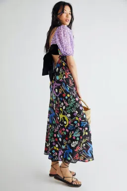 Rixo Anastasia Backless Midi Dress Sea Life Black Multi Size M / UK 12  for rent on The Volte - image 3