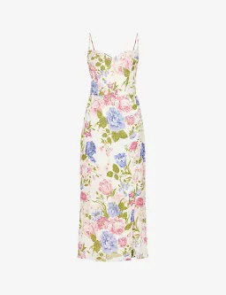 Reformation Kourtney Midi Dress White Floral Print Size UK 12 for rent on The Volte - image 6