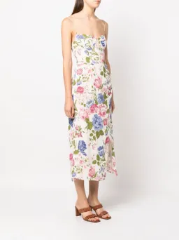 Reformation Kourtney Midi Dress White Floral Print Size UK 12 for rent on The Volte - image 2