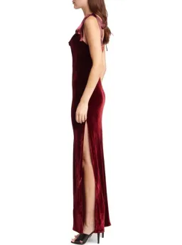 Reformation Nya Velvet Dress Burgundy Size M / UK 10 for rent on The Volte - image 2