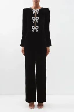 Saloni Camille Crystal Bow Jumpsuit Black Size UK 14 for rent on The Volte - image 2