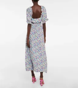 Rixo Montenegro Midi Dress Lilac Ink Floral Size M / UK 12 for rent on The Volte - image 3