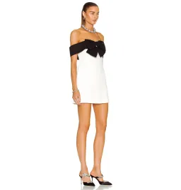 Self Portrait Off Shoulder Bow Dress in Monochrome Size UK 10 for rent on The Volte - image 2