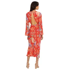 Rixo Mel Open Back Dress Red Print Size UK 10 for rent on The Volte - image 3