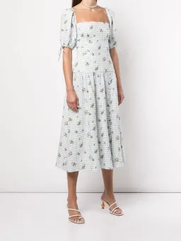 Reformation Melony Linen Midi Dress Floral Size UK 12 for rent on The Volte - image 1