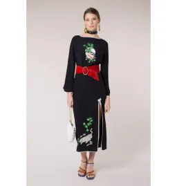 Rixo Tiger Moon Midi Dress Black Size UK 10 for rent on The Volte - image 1