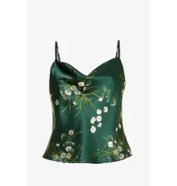 Reformation Renae Floral Silk-Satin Top Green Size UK 10 for rent on The Volte - image 3