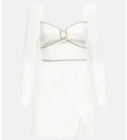 Self-Portrait Embellished long-sleeve Mini Dress White Size 8 for rent on The Volte - image 3