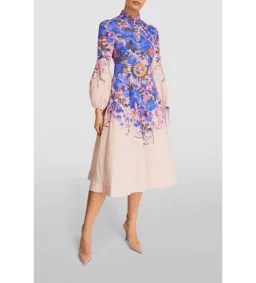 Zimmermann High Tide Buttoned Midi Dress in Purple Ikat Floral Size 1/Au 10 for rent on The Volte - image 1