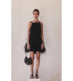 Cult Gaia Shannon Feather Dress Black Size M/Au 10  for rent on The Volte - image 1