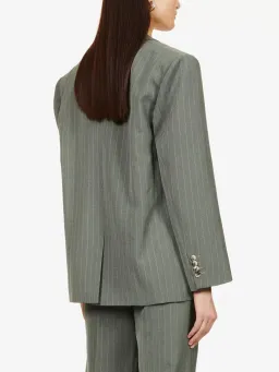 Musier Paris Candice Pinstriped Blazer Green Size UK 10 for rent on The Volte - image 3