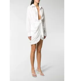 Jacquemus Rent Bahia Shirt Mini Dress White Size 12 for rent on The Volte - image 4