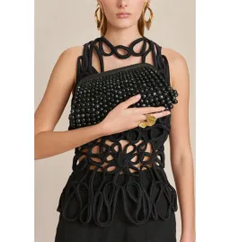 Cult Gaia Nia Beaded Clutch Black  for rent on The Volte - image 1