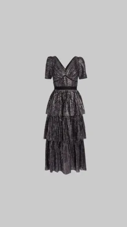 Self-Portrait Tiered Sequin Midi Dress Size UK 12 for rent on The Volte - image 3
