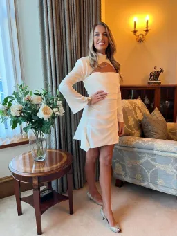 House of CB Toira Mini Dress Ivory Size UK 12 for rent on The Volte - image 1