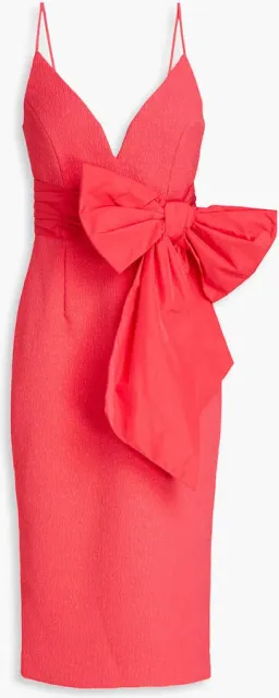 Rebecca Vallance Taffeta Bow Midi Dress Pink Size UK 10 for rent on The Volte - image 4