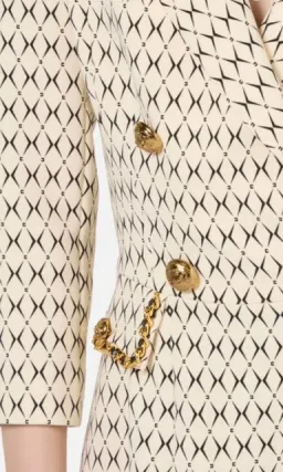 Elisabetta Franchi Cream Mini Coat Dress Trimmed With Gold Chain and Leather Size UK 10 for rent on The Volte - image 5