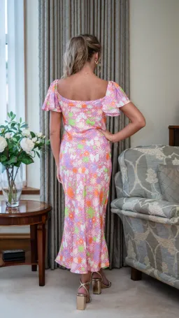 Olivia Rubin Amelia Midi Dress Floral Pink UK Size 12 for rent on The Volte - image 3