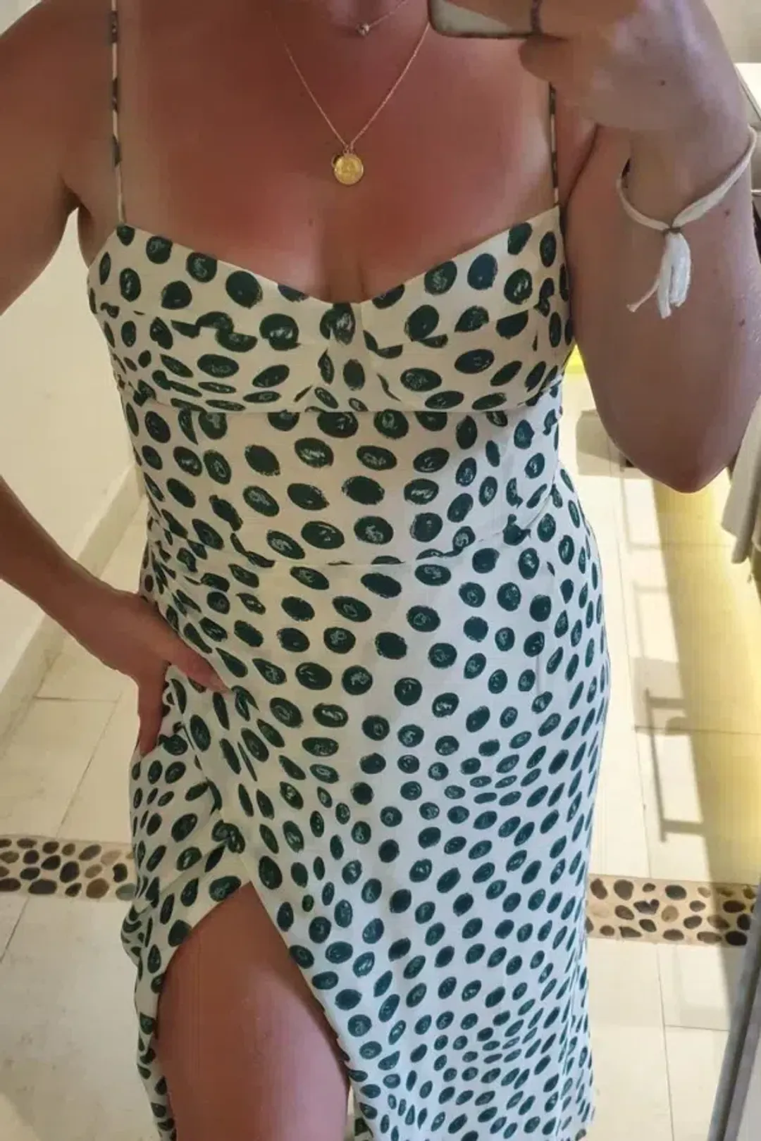 Reformation Kourtney Midi Dress Tapioca Print Size 10 for rent on The Volte - main image