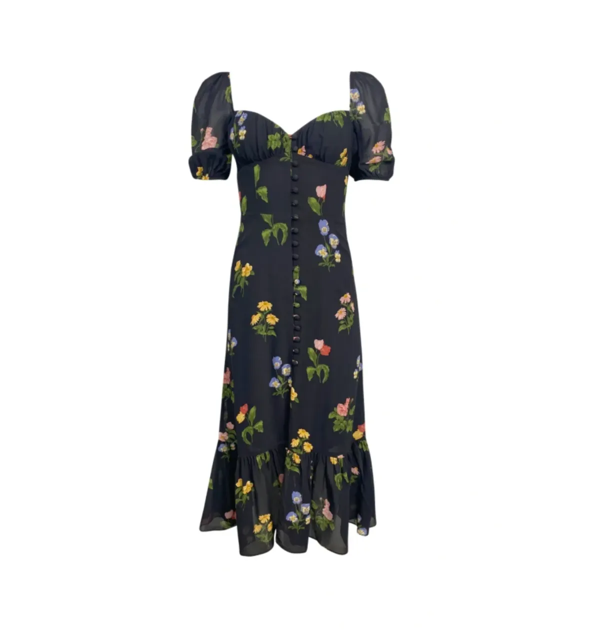 Reformation Charlee Dress Black Floral Size UK 12 - Image 3