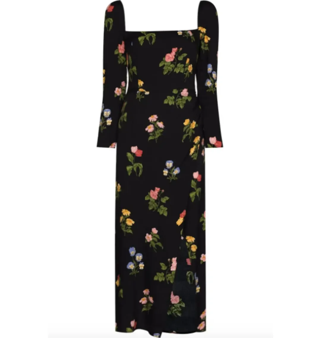 Reformation Hilda Dress Black Floral Size UK 8 for rent on The Volte - main image