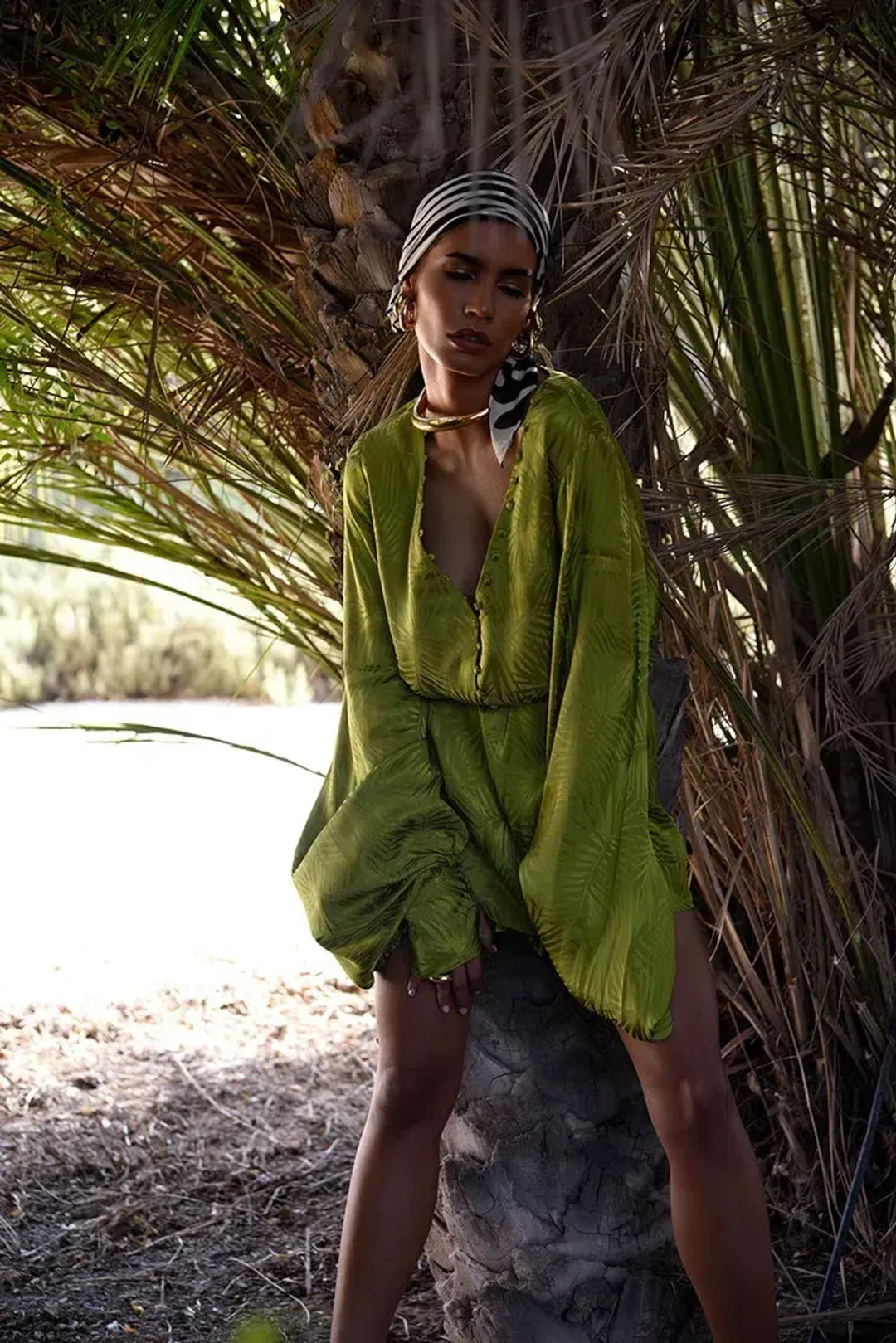 Rat & Boa Harlequin Mini Dress Cypress Green Size M / UK 10 for rent on The Volte - main image