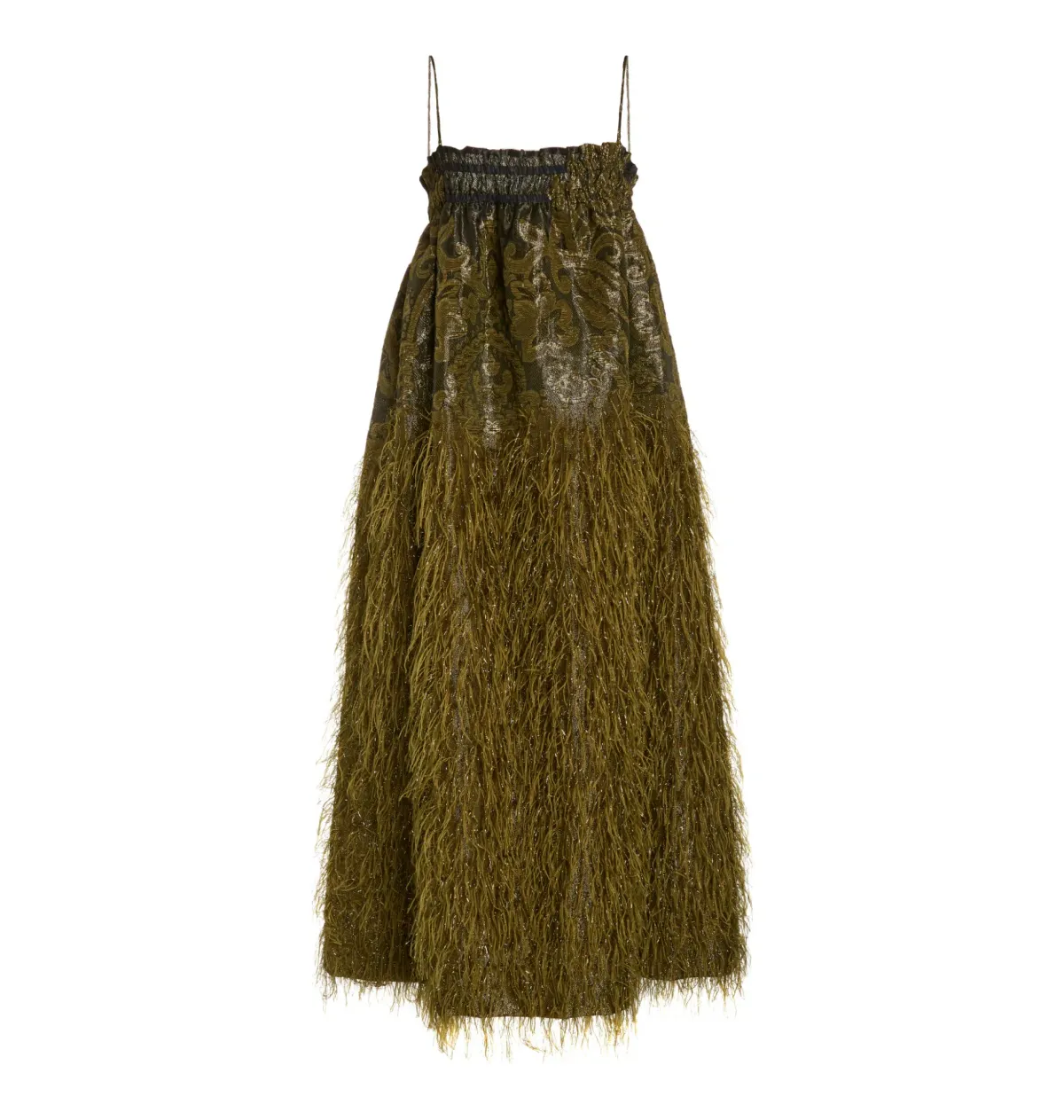 Ganni Feather Jacquard Midi Dress in Green Size UK 8 - Image 3
