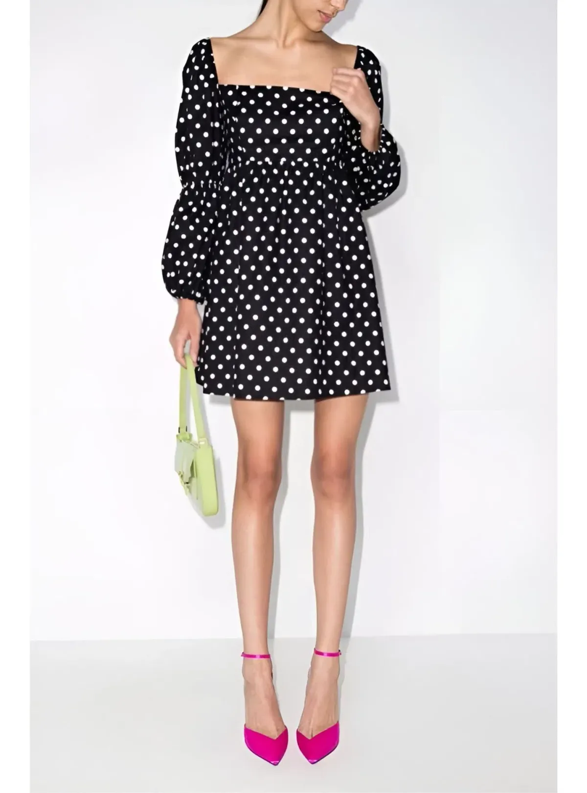 Reformation Michaela Polka Dot Mini Dress Print Size UK 10 - Image 1