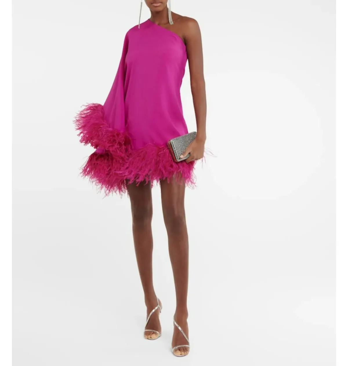 Taller Marmo Piccolo Ubud Feather Mini Dress in Pink Size UK 12 - Image 1