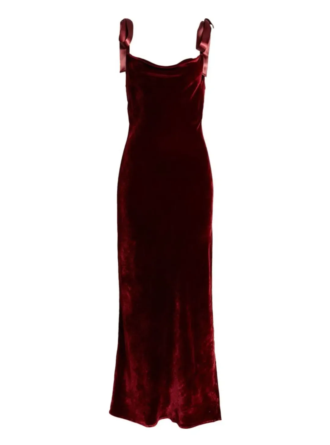 Reformation Nya Velvet Dress Burgundy Size M / UK 10 for rent on The Volte - main image