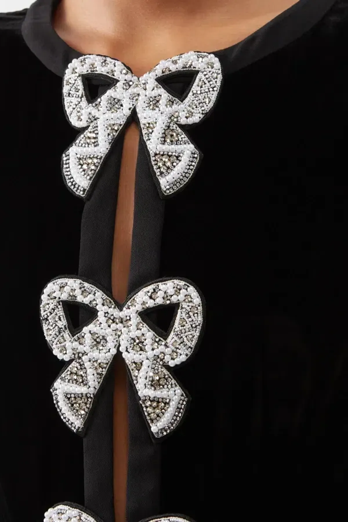 Saloni Camille Crystal Bow Jumpsuit Black Size UK 14 - Image 4