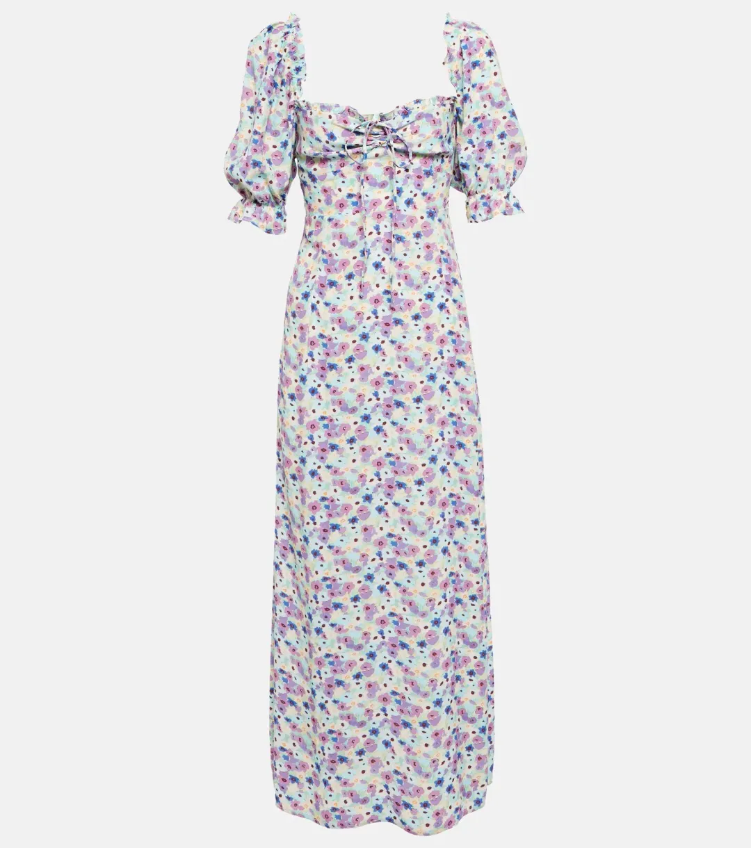 Rixo Montenegro Midi Dress Lilac Ink Floral Size M / UK 12 for rent on The Volte - main image