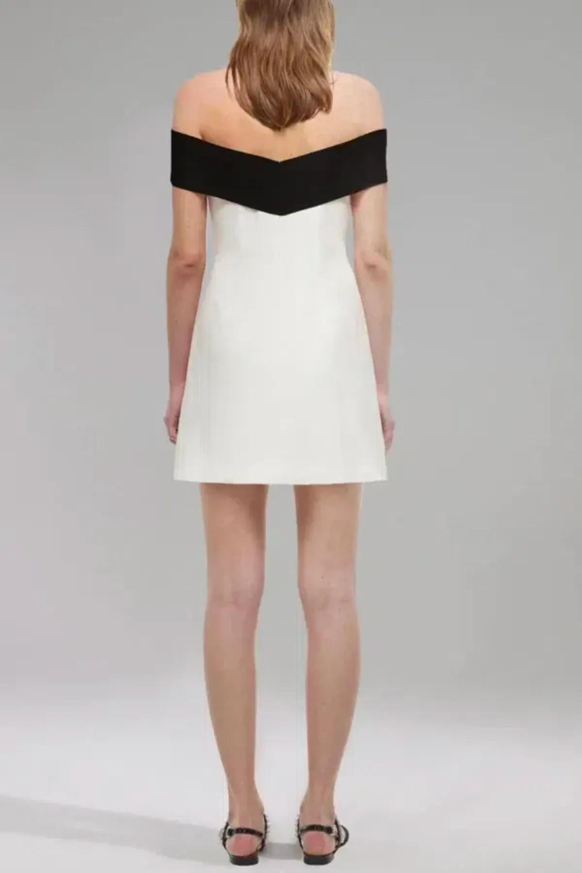 Self-Portrait Black and White Bow Dress Size UK 10 - Image 3