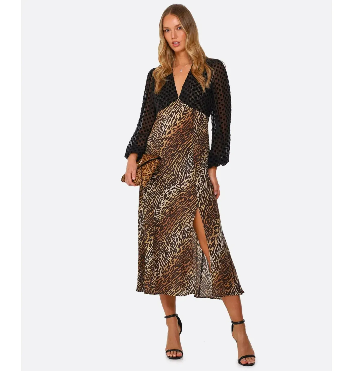 Rixo Melanie Leopard Midi Dress Leopard Print Size UK 12 - Image 1