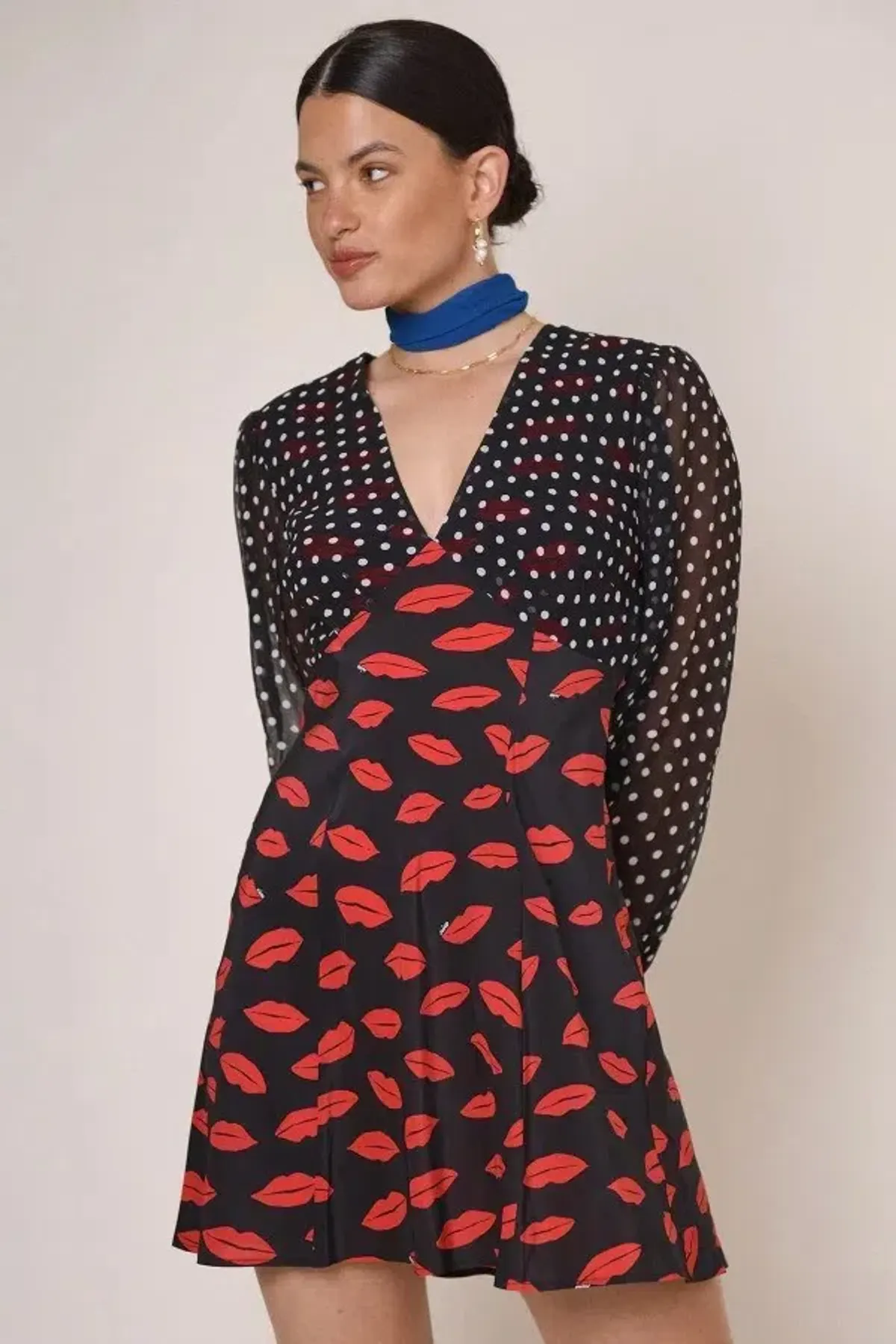 Rixo Lia Lip Mini Dress Kiss Print Size S / UK 10 - Image 2