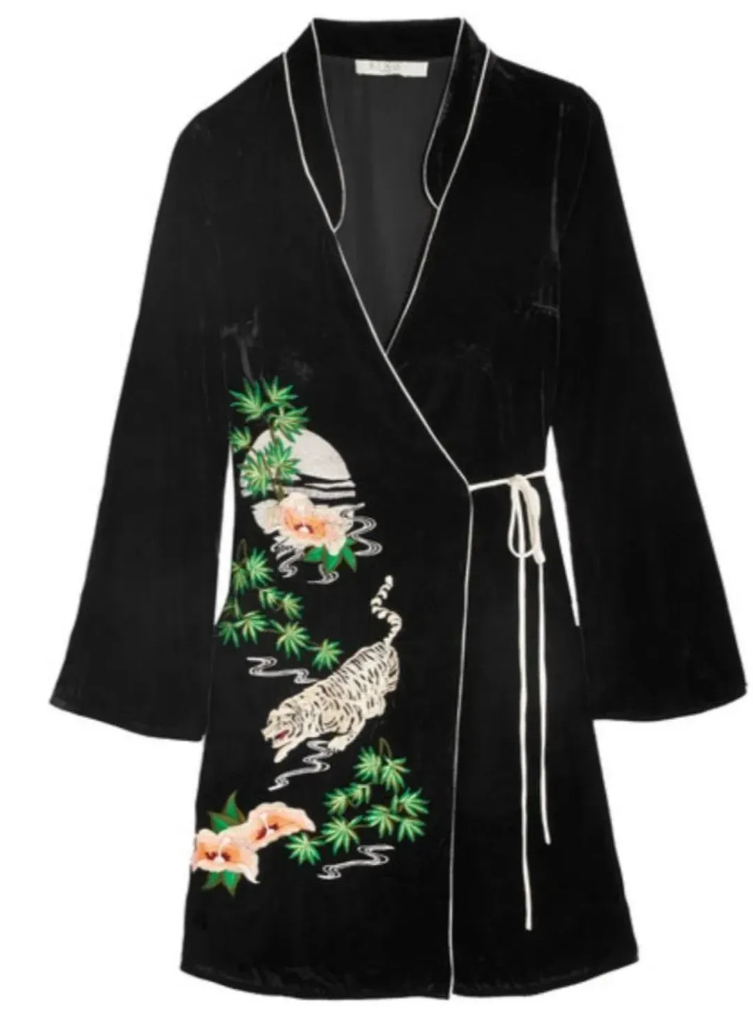 RIXO Iris Tiger Velvet Mini Dress Black Size UK 8 for rent on The Volte - main image