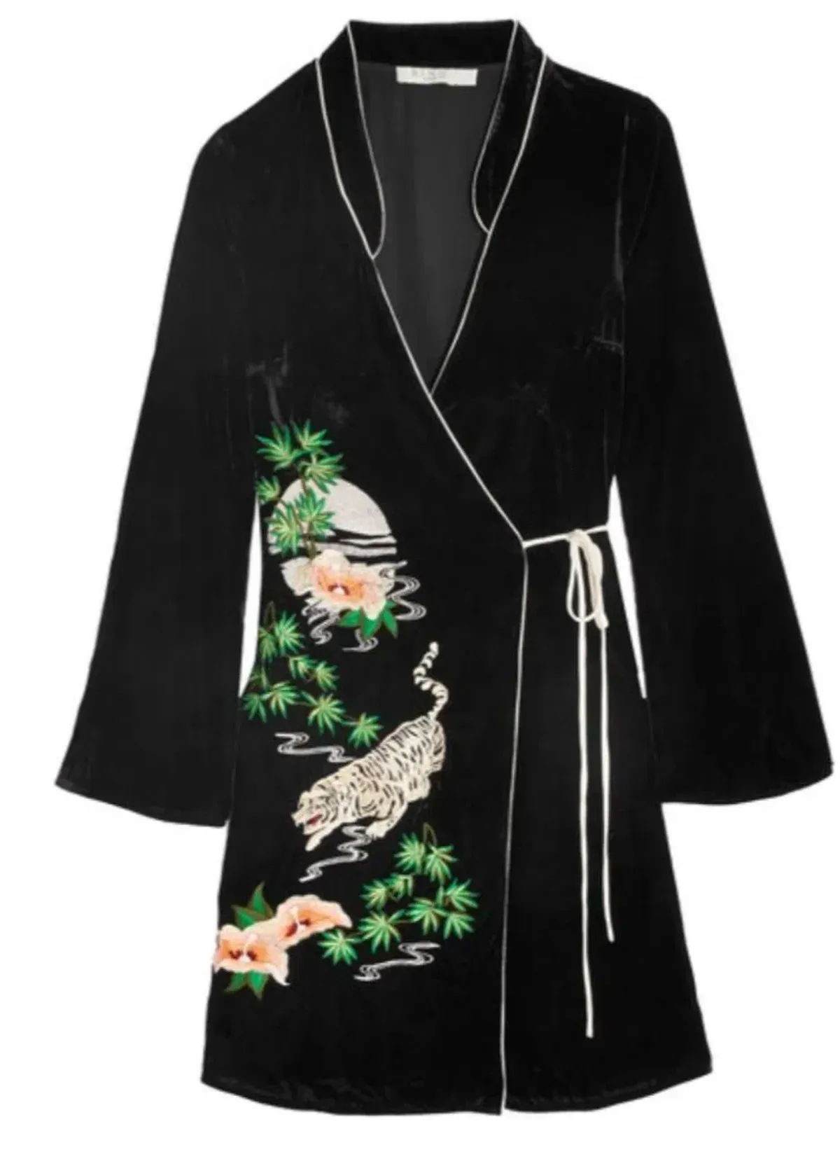 RIXO Iris Tiger Velvet Mini Dress Black Size UK 12 - Image 3