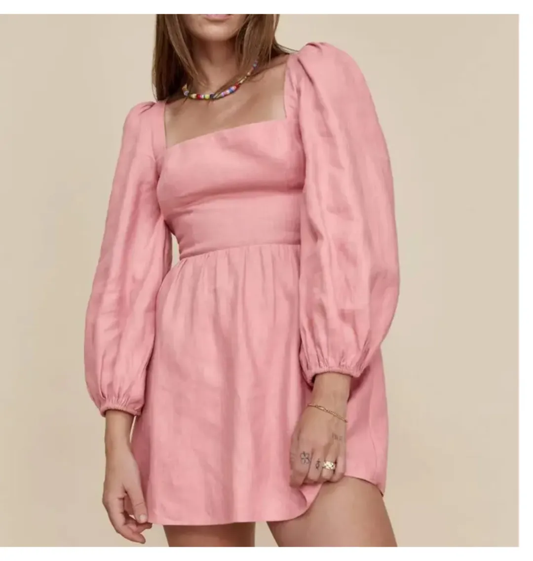 Reformation Brodie Dress Pink Size UK 12 for rent on The Volte - main image