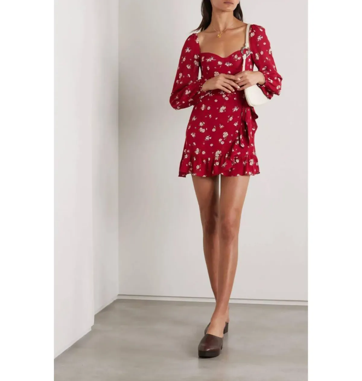 Reformation Cammi Mini Dress Red Floral Size UK 12 - Image 1