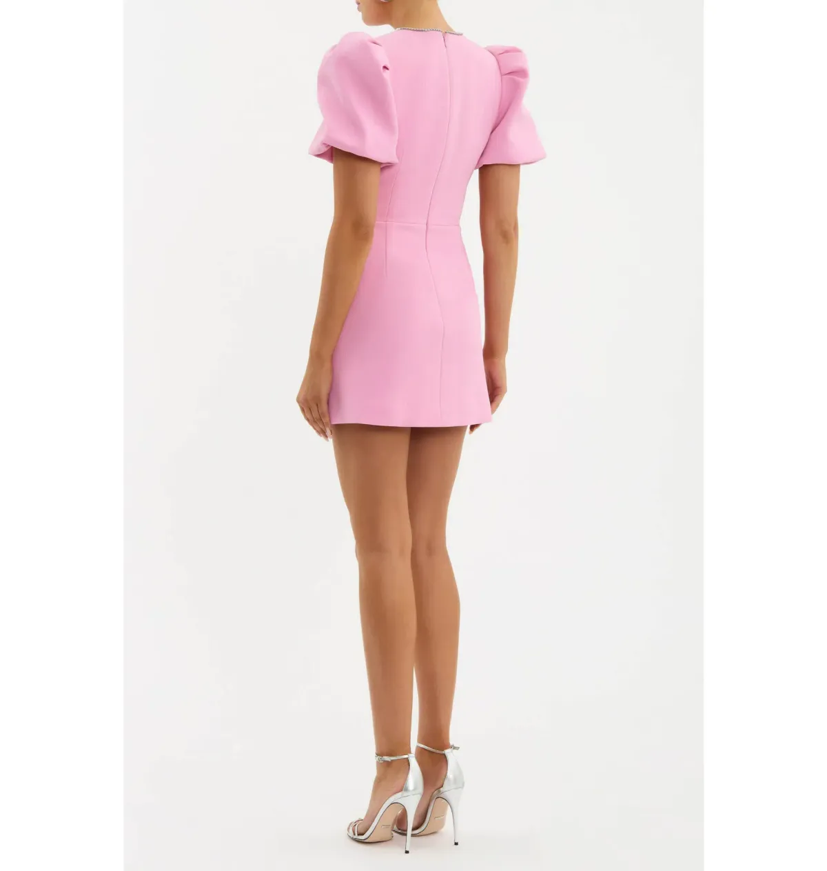 Rebecca Vallance Karina Puff Sleeve Mini Dress Pink Size UK 8 - Image 3