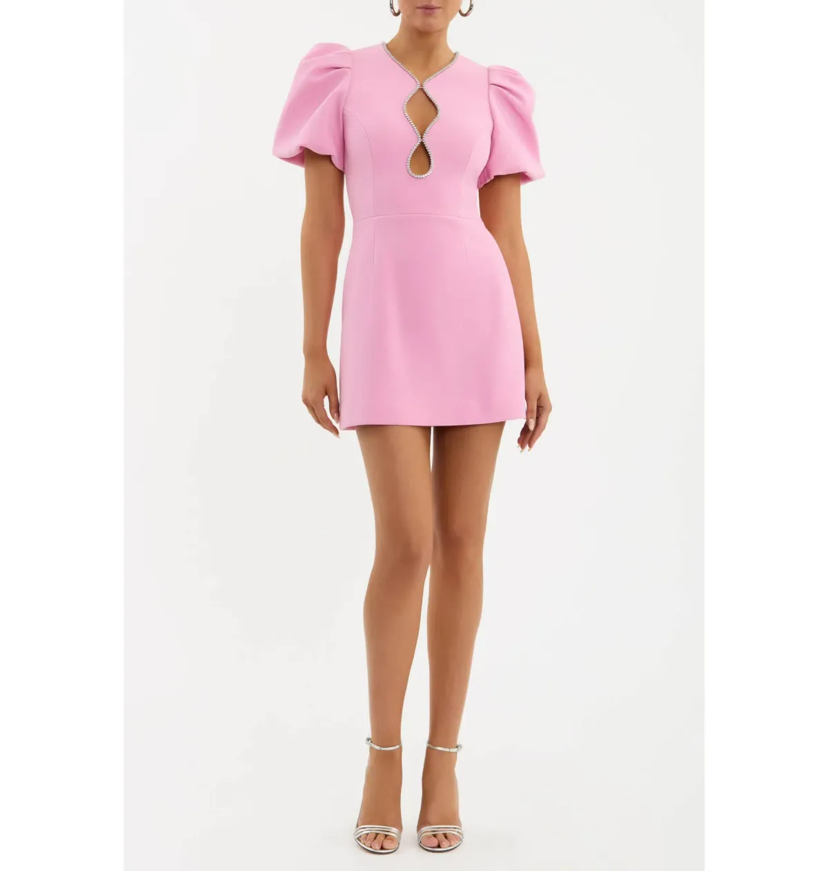 Rebecca Vallance Karina Puff Sleeve Mini Dress Pink Size UK 8 - Image 1