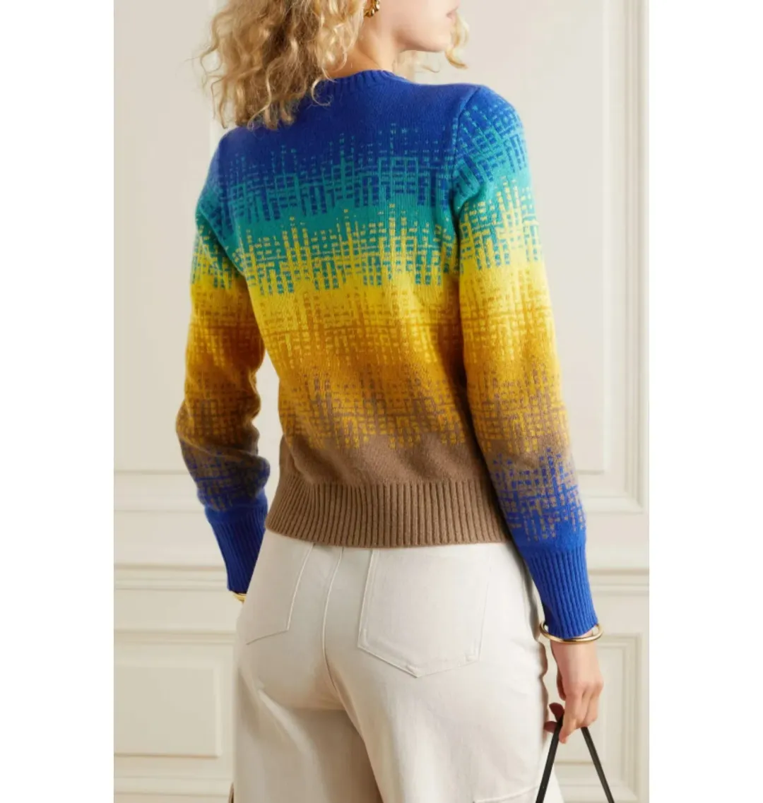 Ganni Intarsia Knit Jumper Blue Size UK 10 for rent on The Volte - main image