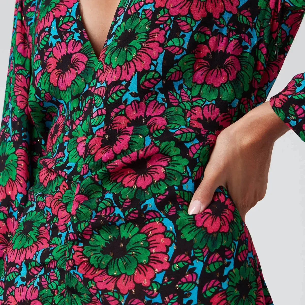 Rixo Rose Dress Hibiscus Floral Size UK 10 - Image 2