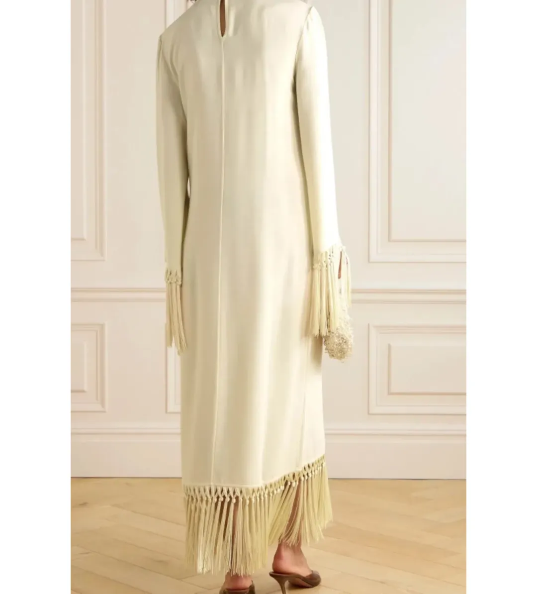Taller Marmo Claudia Venti Fringed Dress Cream Size 10  for rent on The Volte - main image