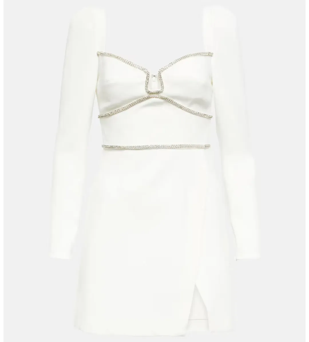 Self-Portrait Embellished long-sleeve Mini Dress White Size 8 for rent on The Volte - main image