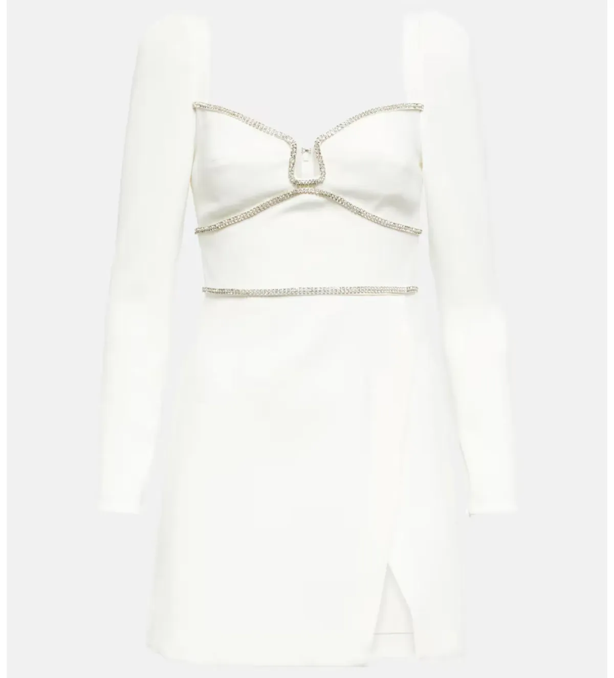 Self-Portrait Embellished long-sleeve Mini Dress White Size 8 - Image 3