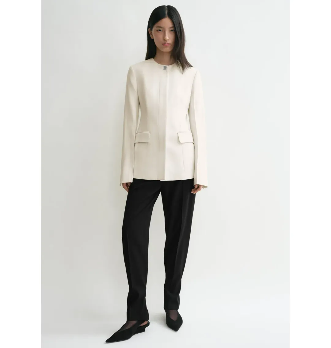 Totême Collarless Blazer Ecru Size UK 10 for rent on The Volte - main image